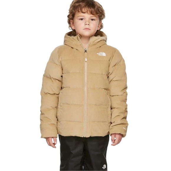 The North Face Other - THE NORTH FACE Tan Down Corduroy Moondoggy Hooded Jacket Kids Size Small 7/8
